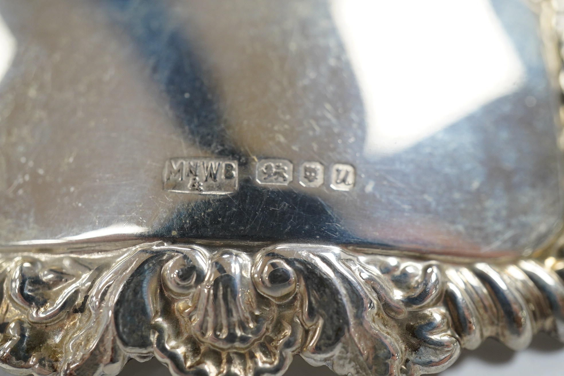 Sundry small silver including a modern wine funnel, silver dishes including cased, cigarette cases, sovereign case, wine label etc. Condition - poor to fair